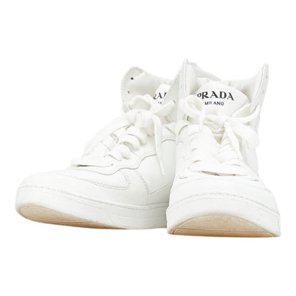Prada Triangle Logo High Cut Leather Sneakers