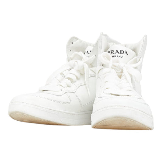 Prada Triangle Logo High Cut Leather Sneakers