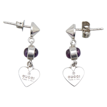 Gucci Heart Motif Silver Amethyst Earrings