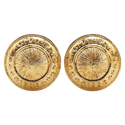 Chanel Logo Round Earrings