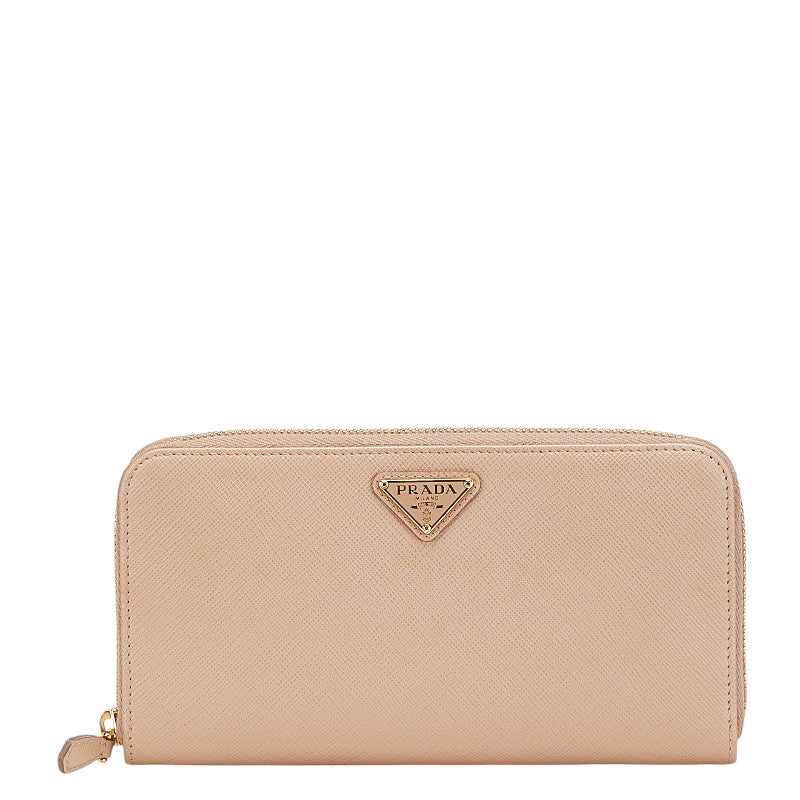 Prada Triangle Logo Plate Saffiano Long Wallet
