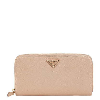 Prada Triangle Logo Plate Saffiano Long Wallet