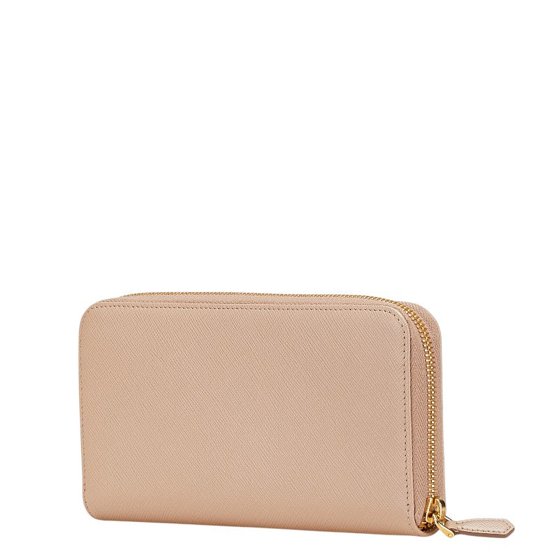 Prada Triangle Logo Plate Saffiano Long Wallet
