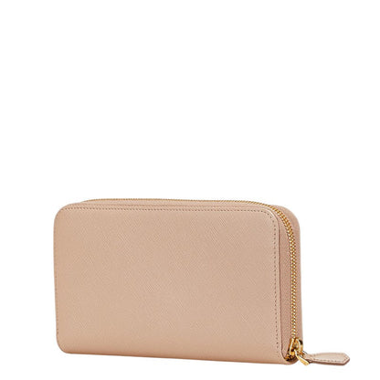 Prada Triangle Logo Plate Saffiano Long Wallet