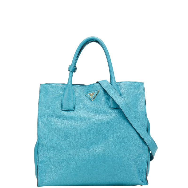 Prada Triangle Logo Plate Leather 2way Bag