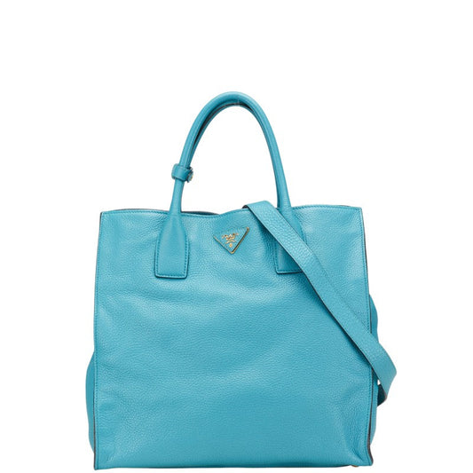 Prada Triangle Logo Plate Leather 2way Bag