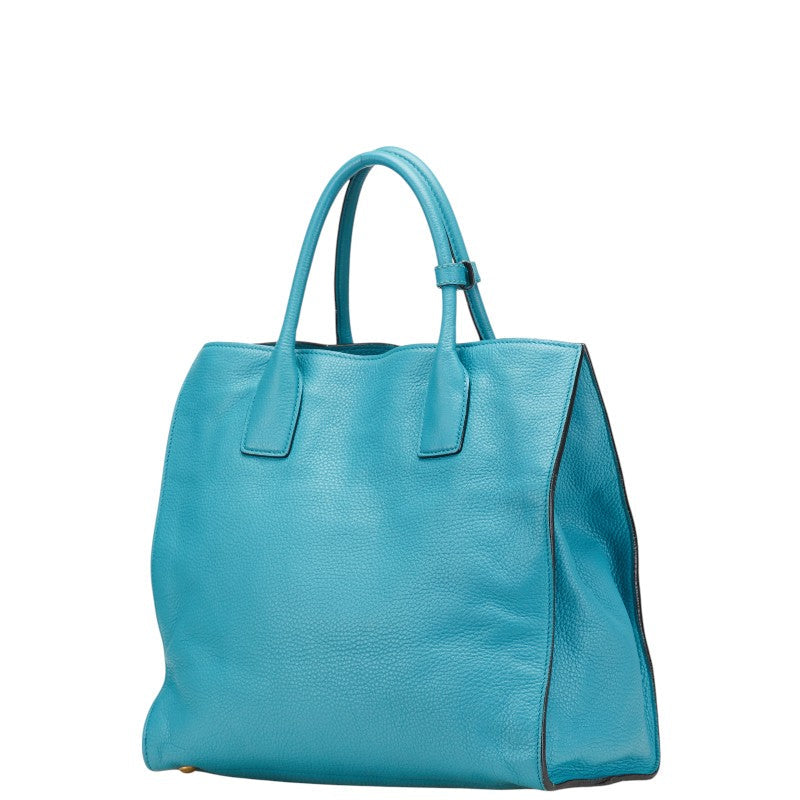 Prada Triangle Logo Plate Leather 2way Bag