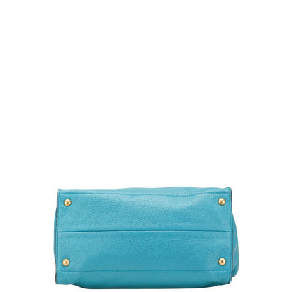 Prada Triangle Logo Plate Leather 2way Bag