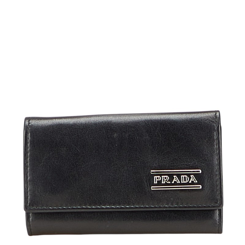 Prada Logo Hardware Leather Key Case
