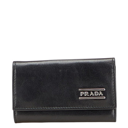 Prada Logo Hardware Leather Key Case