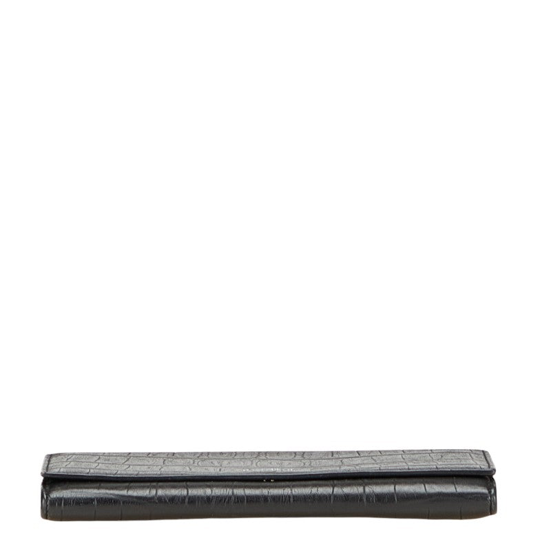 Saint Laurent Crocodile Embossed Leather Long Wallet