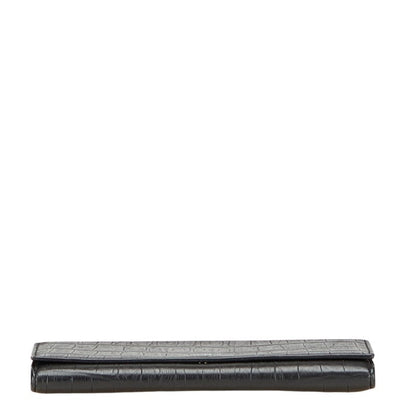 Saint Laurent Crocodile Embossed Leather Long Wallet