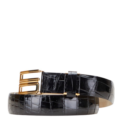 Dior CD Buckle Croco Embossed Leather Belt