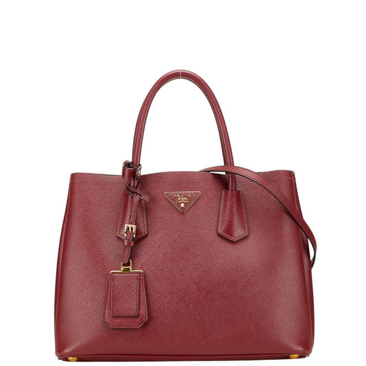Prada Triangle Logo Plate Saffiano 2way Bag