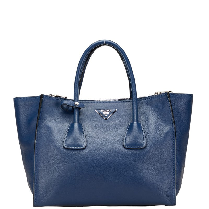 Prada Triangle Logo Plate Leather Handbag