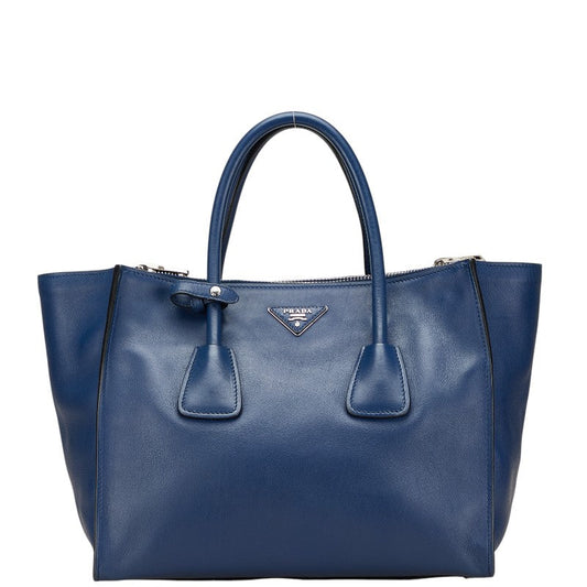 Prada Triangle Logo Plate Leather Handbag