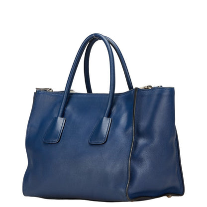 Prada Triangle Logo Plate Leather Handbag