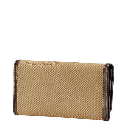 Prada Logo Jacquard Canvas Leather Long Wallet