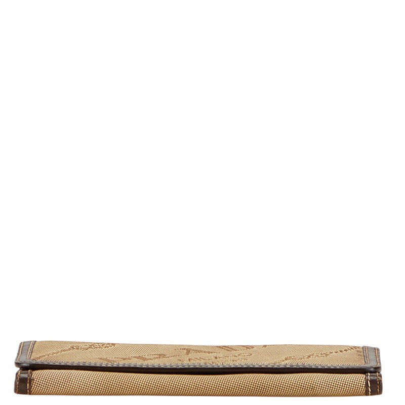 Prada Logo Jacquard Canvas Leather Long Wallet