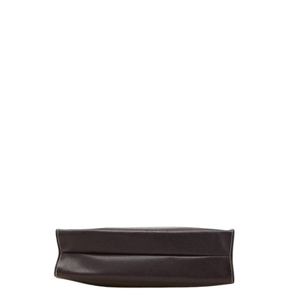 Prada Triangle Logo Plate Leather Tote Bag