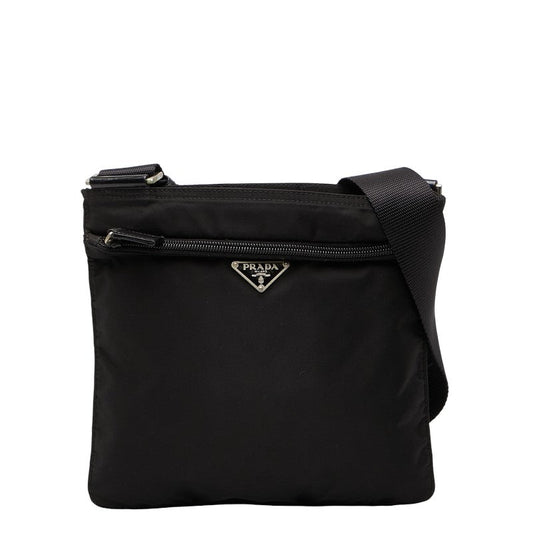 Prada Triangle Logo Plate Nylon Shoulder Bag