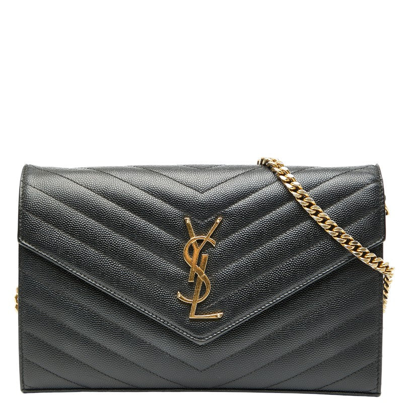Saint Laurent Cassandra YSL logo Leather Chain Wallet