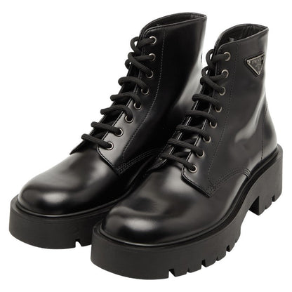 Prada Triangle Logo Plate Leather Boots