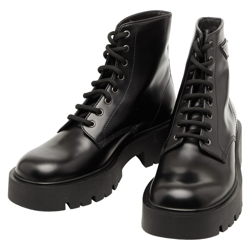 Prada Triangle Logo Plate Leather Boots