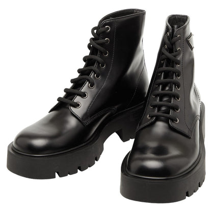 Prada Triangle Logo Plate Leather Boots