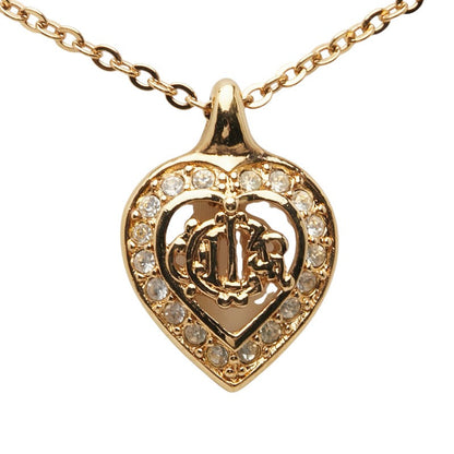 Dior Logo Heart Rhinestone Necklace