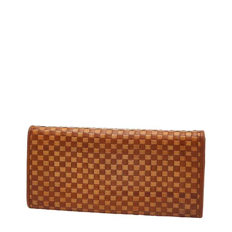 Prada Logo Intrecciato Triangle Plate Leather Wallet
