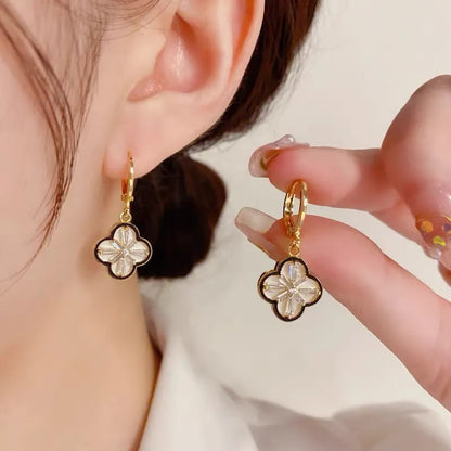 Crystal Four-Leaf Clover Pendant Earrings