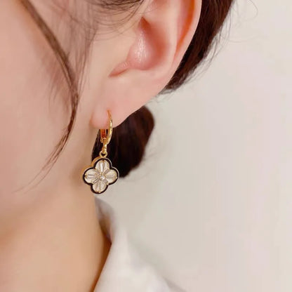 Crystal Four-Leaf Clover Pendant Earrings