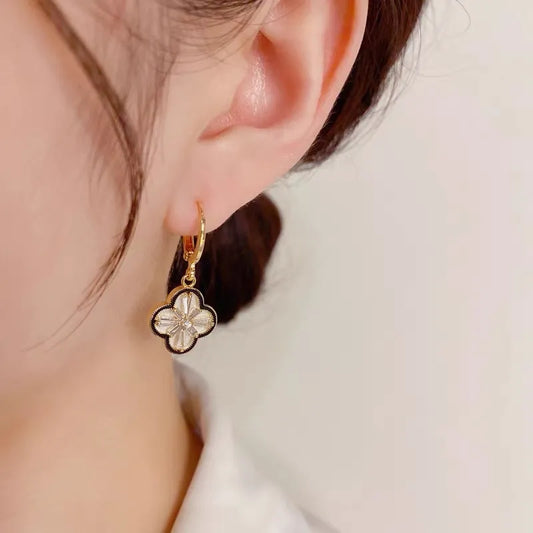 Crystal Four-Leaf Clover Pendant Earrings