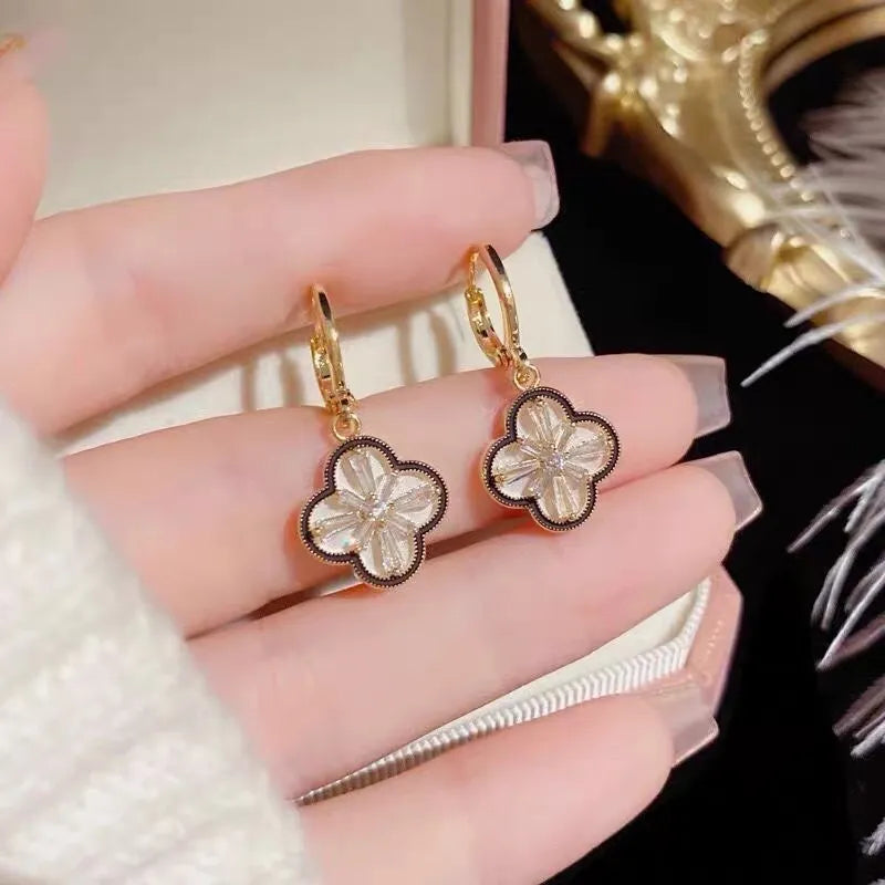 Crystal Four-Leaf Clover Pendant Earrings
