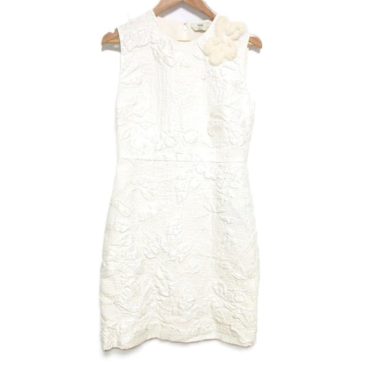 Fendi Mink Fur Corsage Jacquard Dress