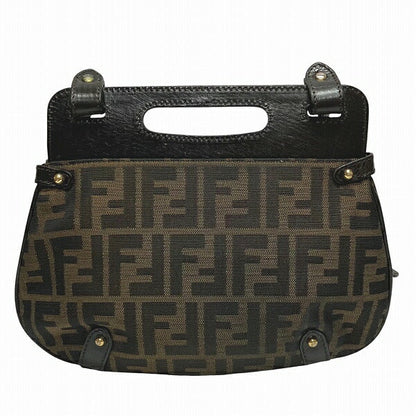 Fendi Zucca Canvas Leather Shoulder Bag