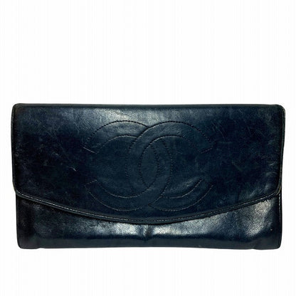 Chanel Coco Mark Leather Long Wallet
