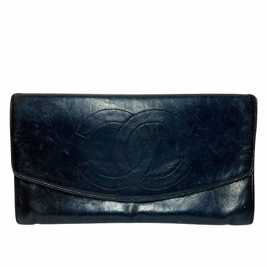 Chanel Coco Mark Leather Long Wallet