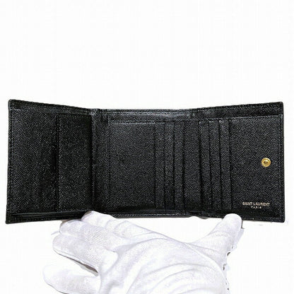 Saint Laurent Quilted V Stitch Leather Trifold Wallet