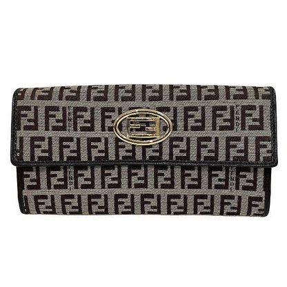 Fendi Zucca Canvas Leather Long Wallet