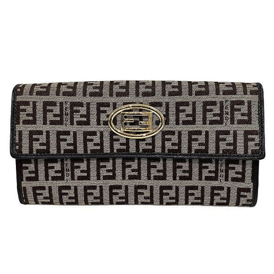 Fendi Zucca Canvas Leather Long Wallet