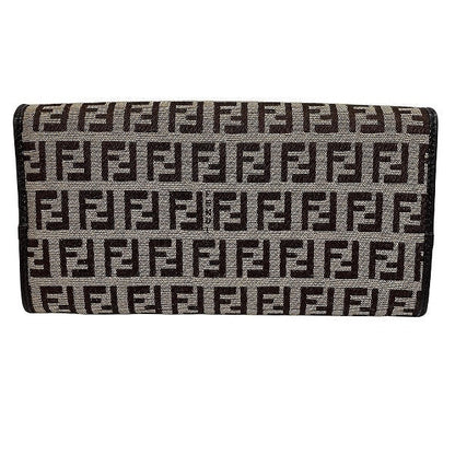 Fendi Zucca Canvas Leather Long Wallet
