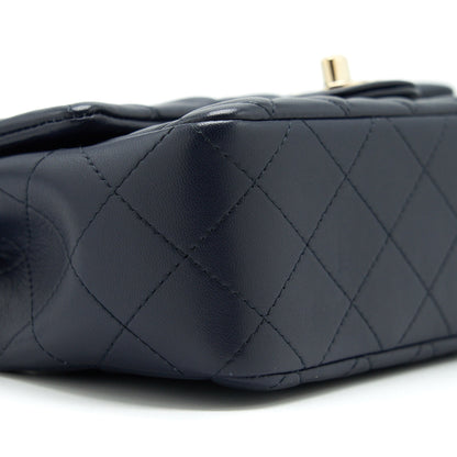 Chanel Mini Rectangular Flap Bag Lambskin Navy L