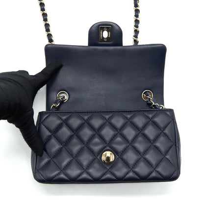 Chanel Mini Rectangular Flap Bag Lambskin Navy L