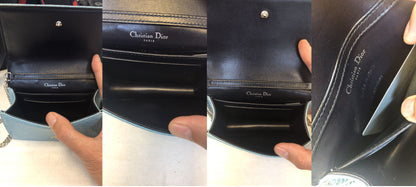 CHRISTIAN DIOR Aqua Blue Leather Mini Diorama Crossbody Bag