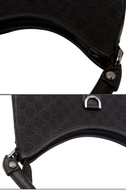 GUCCI Black Monogram Abbey D Ring Hobo Bag 268636