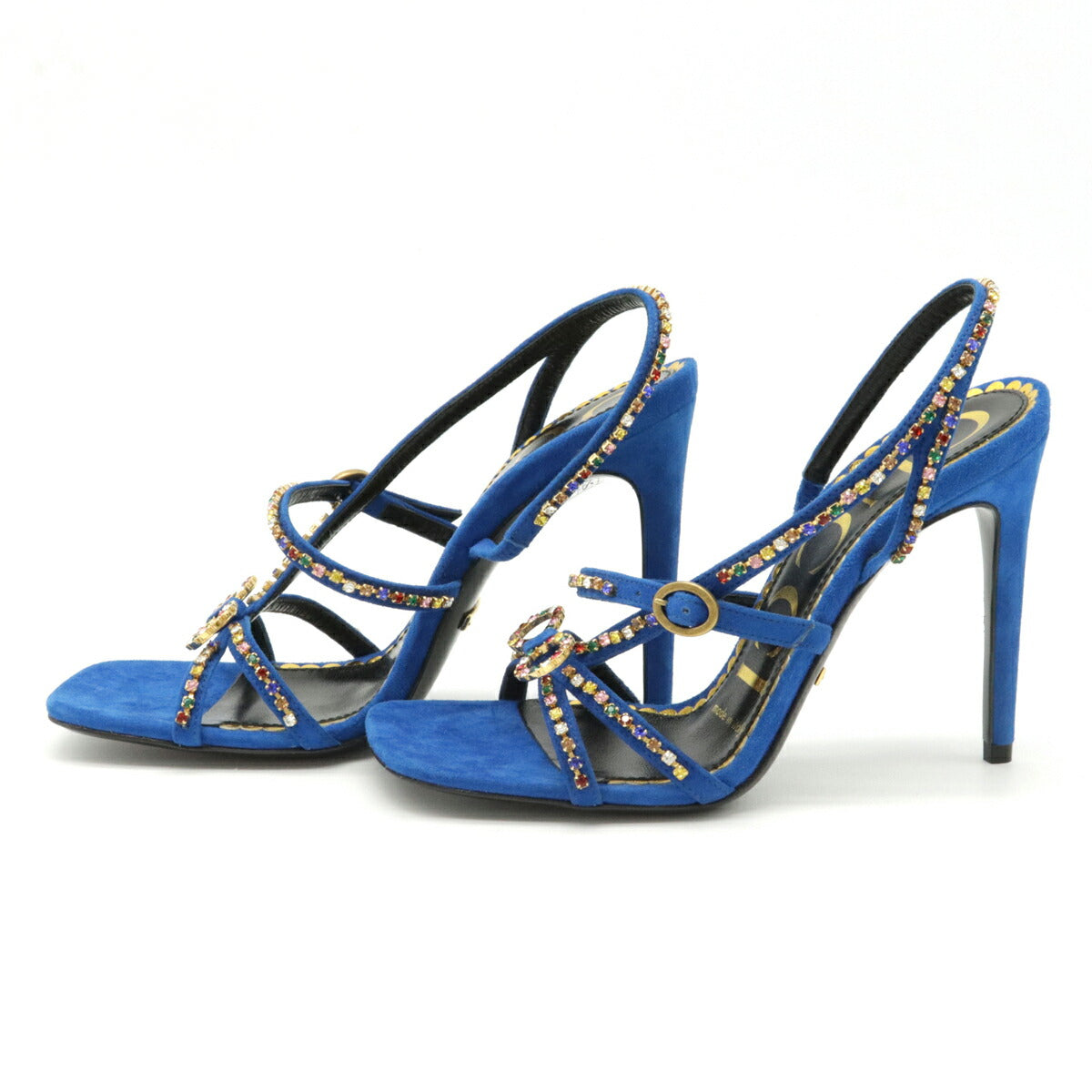 Gucci Suede Heart Sandal High Heel Sandals Blue