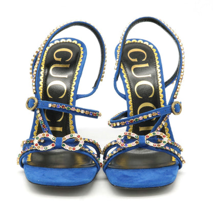 Gucci Suede Heart Sandal High Heel Sandals Blue