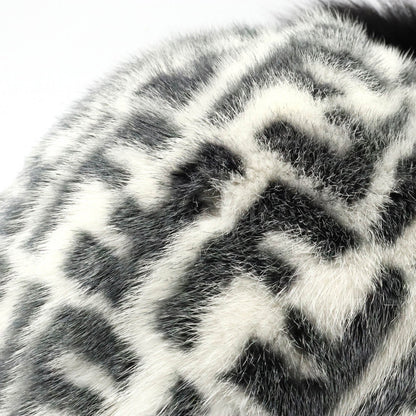 Fendi Mink Fox Fur Hat Black White FNX085